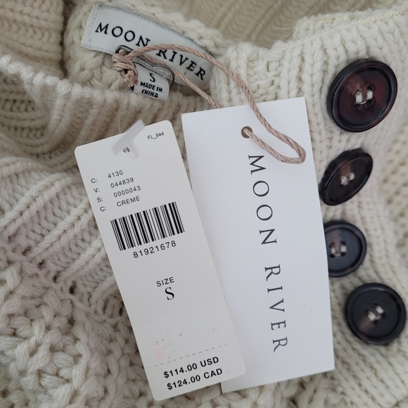 Anthropologie Moon River Cream Knit Sweater Dress with Button Detail Size Small - Picture 6 of 9